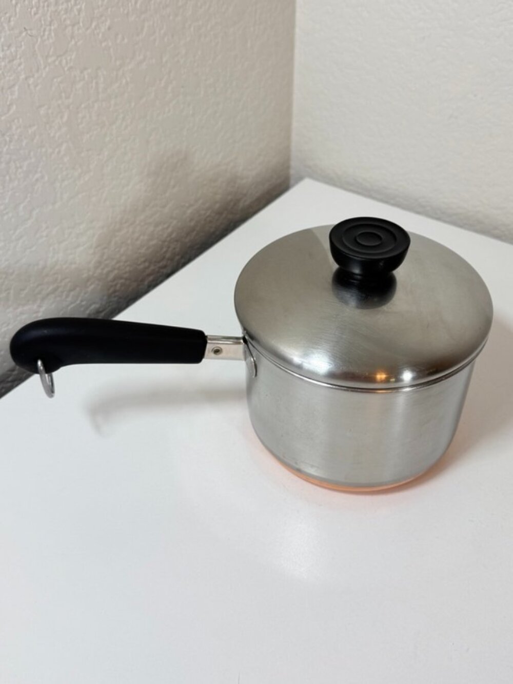 VTG Revere Ware 1.5 Qt Saucepan Copper Bottom Stainless ILL USA w/ Lid *Read*
